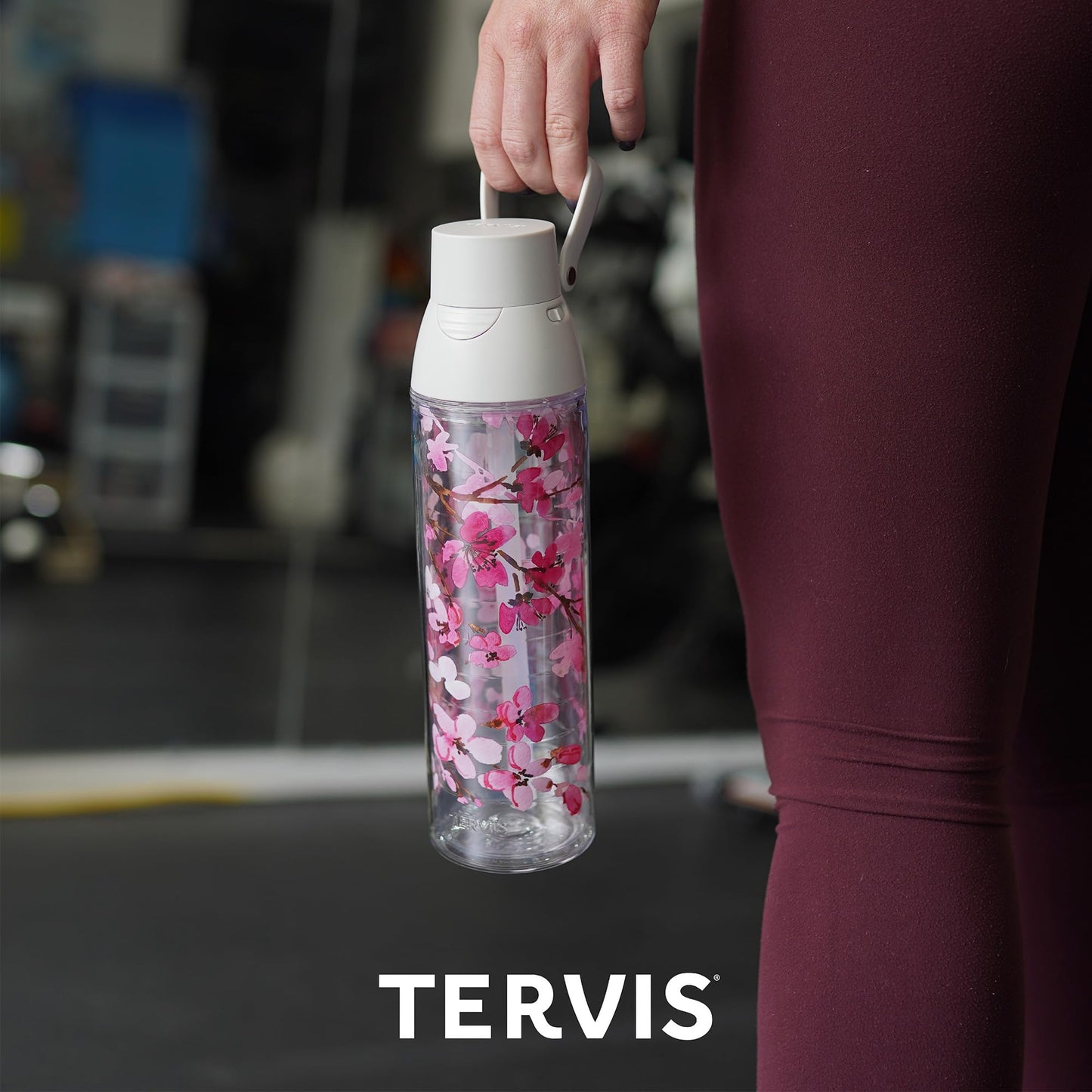 Tervis Venture Lite Clear & Colorful Lidded Made in USA Double Walled Insulated Tumbler Travel Cup Keeps Drinks Cold & Hot, 24oz Water Bottle, White Lid