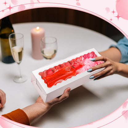 Chivertion 20 Pack Mother's Day Rose and Wine Box for Gifts 20" X 7" X 4" Cookie Bakery Boxes With Window Rectangle Extra Large Treat Boxes for Strawberries Chocolate Cake