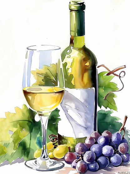 AUKVLZS 5D Diamond Painting Kits for Adults White Wine Bottle and Glass Diamond Art Kits DIY Full Round Drill Wine with Diamonds Gem Art Help Relieve Stress 12x16 inch