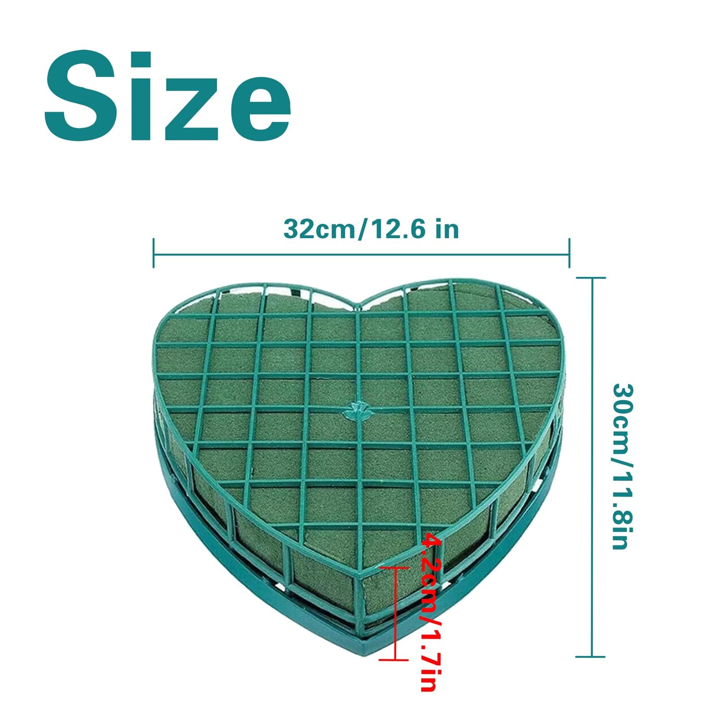 2 Pack Large Floral Foam Blocks Heart Shaped Floral Bricks with Suction Cup Tray, 11.8 x 12.6 inches Green Florist Sponge Flower Mud for Wedding Party Valentine’s Day Decor Floral Arranging Supplies