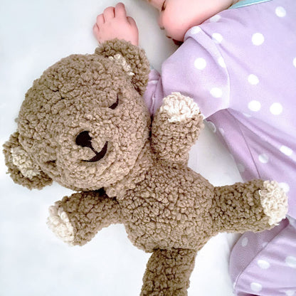 SNOObear White Noise Machine - Cry-Activated Plush Baby Sleep Soother - Cocoa Woolly