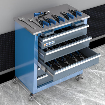 LARBANKE 5-Drawer Tool Chest, Rolling Tool Chest with Wheels, Foot Pads&Locking System,Mobile Storage Tool Cabinet with Stainless Steel Top,Connect Units for A Large Workstation for Office,Garage&Home