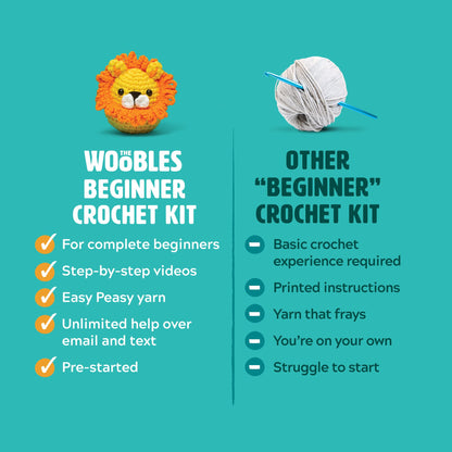 The Woobles Crochet Kit for Beginners - Easy Arts and Crafts Knitting & Crochet Animals Kit All in One Bundle As Seen On Shark Tank - (Penguin,Chick,Fox & Bunny) with Easy Peasy Yarn