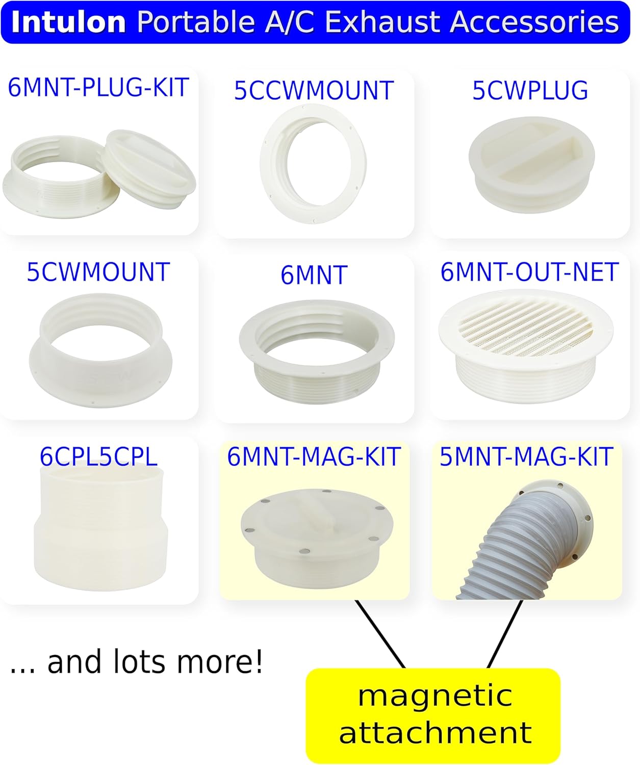 intulon 6-inch Tube Portable AC Air Conditioner/Fan Exhaust Plastic Hose Flange, Off White