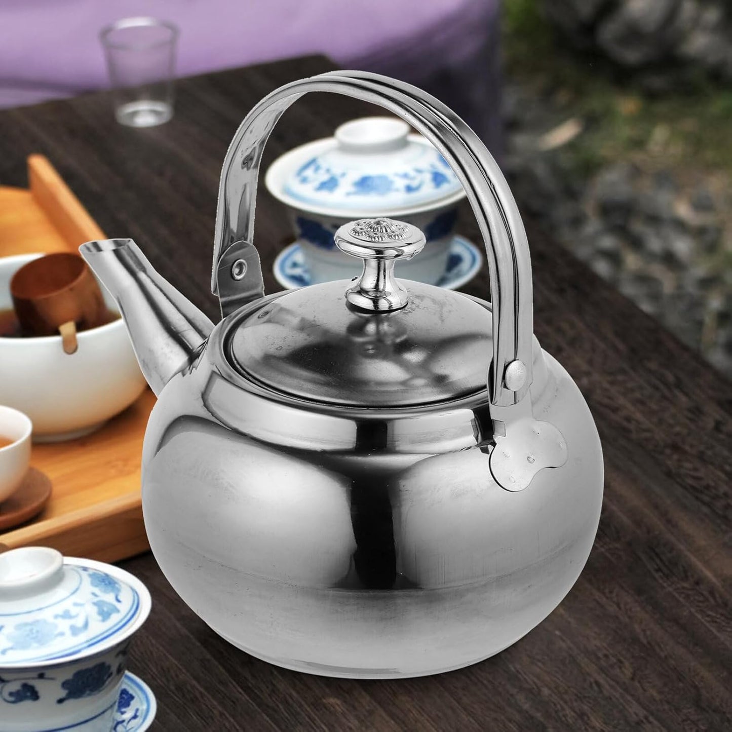 BESTonZON Whistling Tea Kettle - 14cm Stainless Steel Water Boiler with Infuser for Induction and Gas Stove
