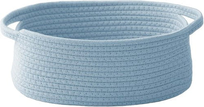 JMvicyroam Woven Storage Basket - Small Rope Organizer with Handles for Shelves & Closets | Blue