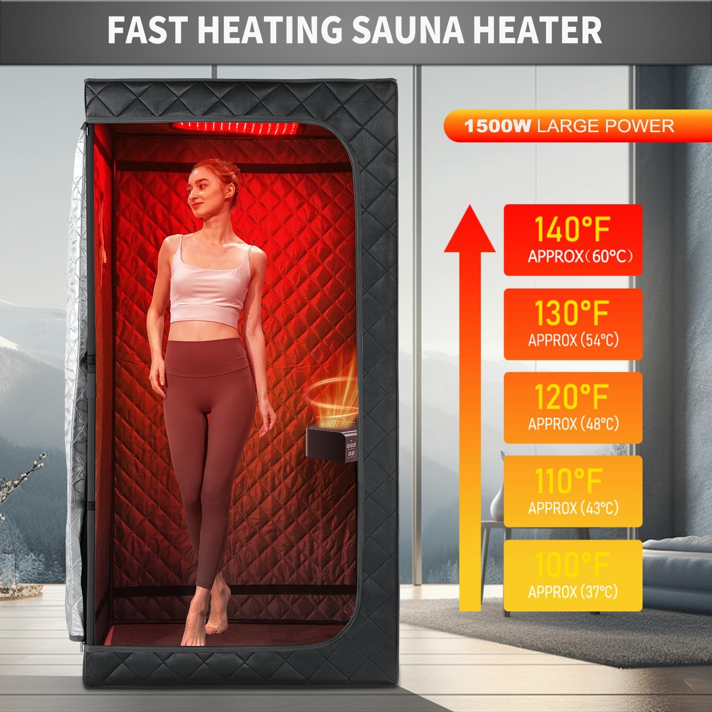 iDOTODO Portable Personal Far Infrared Sauna Box for Home with 660nm Red Light Threapy Panel, Upgraded Infrared Dry Sauna, 140℉, Heating Foot Pad, Upgraded Comfortable Chair
