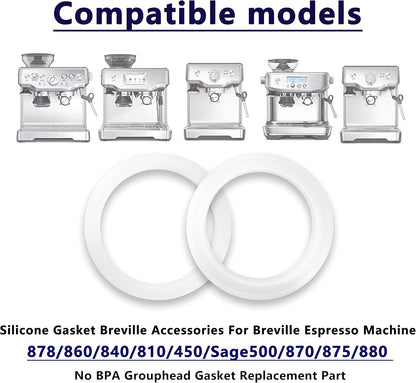 NEOUZA 54mm Brewing Group Head Silicone Gasket, 2Pcs Espresso Machine O-Ring for Breville Sage Coffee Maker