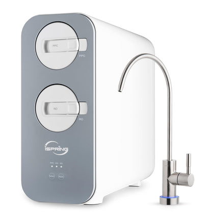 iSpring RO800G Tankless Reverse Osmosis System, 800 GPD Under Sink Water Filter with 2.5:1 Pure to Drain Ratio, TDS & PFAS Reduction, Space Saving Design, Includes Brushed Nickel Faucet