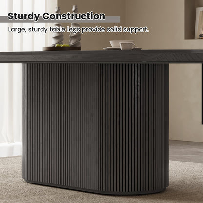 TreLined 86.61" Oval Dining Table for 8, 8 Seat Dining Room Table for Kitchen, Living Room, Large Kitchen Tables with Oval Pedestal, Modern Dinner Tables, Black