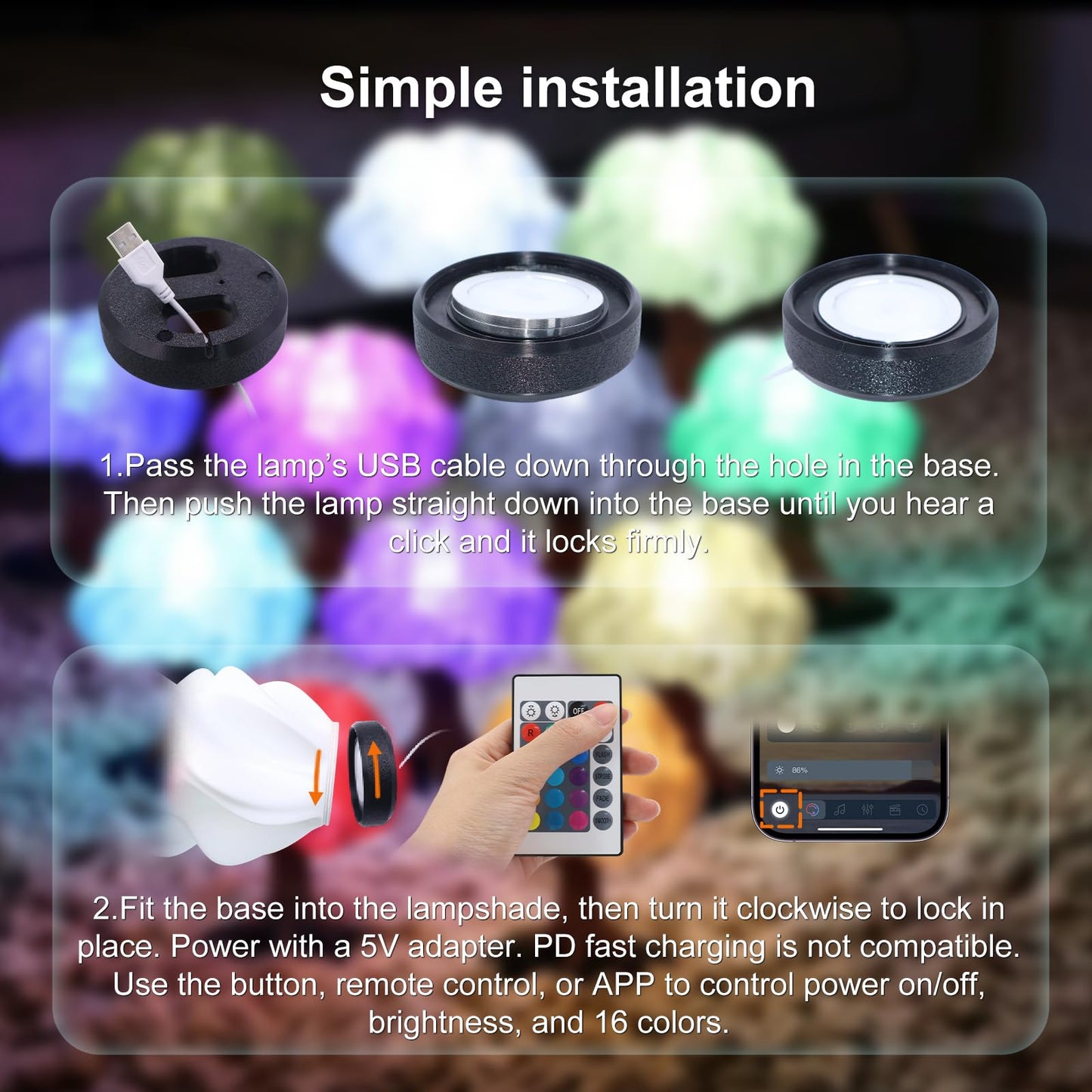 Smart LED Lamp Kit 001 for Bambu Lab 3D Printing,IR&APP Control RGB Puck Light,DIY Hardware for MakerWorld Models, Timer & Group Control,MH001 USB 5V Small Round Lamp Kit for 3D Printed Light(1 Pack)