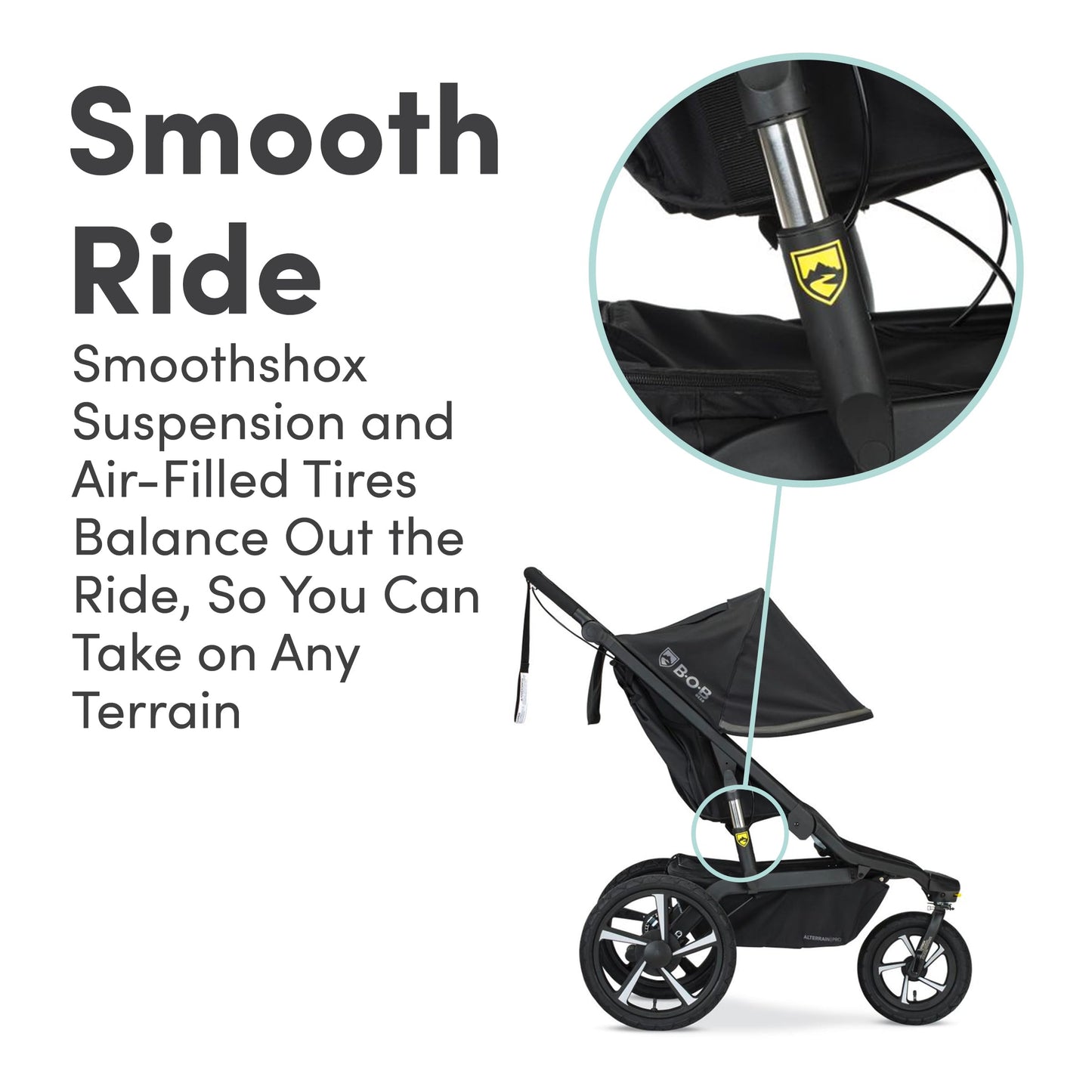 BOB Gear Alterrain Pro Jogging Stroller, All-Weather, SmoothShox Suspension, Black