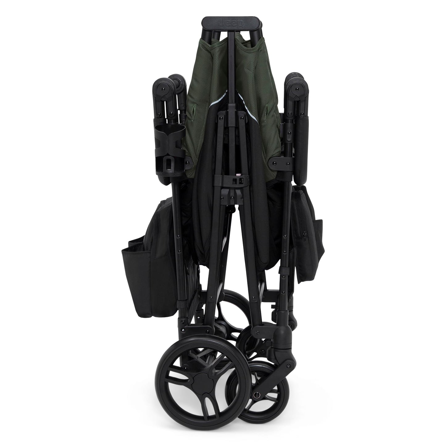 Jeep Aries Stroller Wagon by Delta Children Premium Wagon for 2 Kids with Convertible Seats, Adjustable Push/Pull Handles, Removable Canopy & Flat Fold - Greenguard Gold Certified, Black/Green