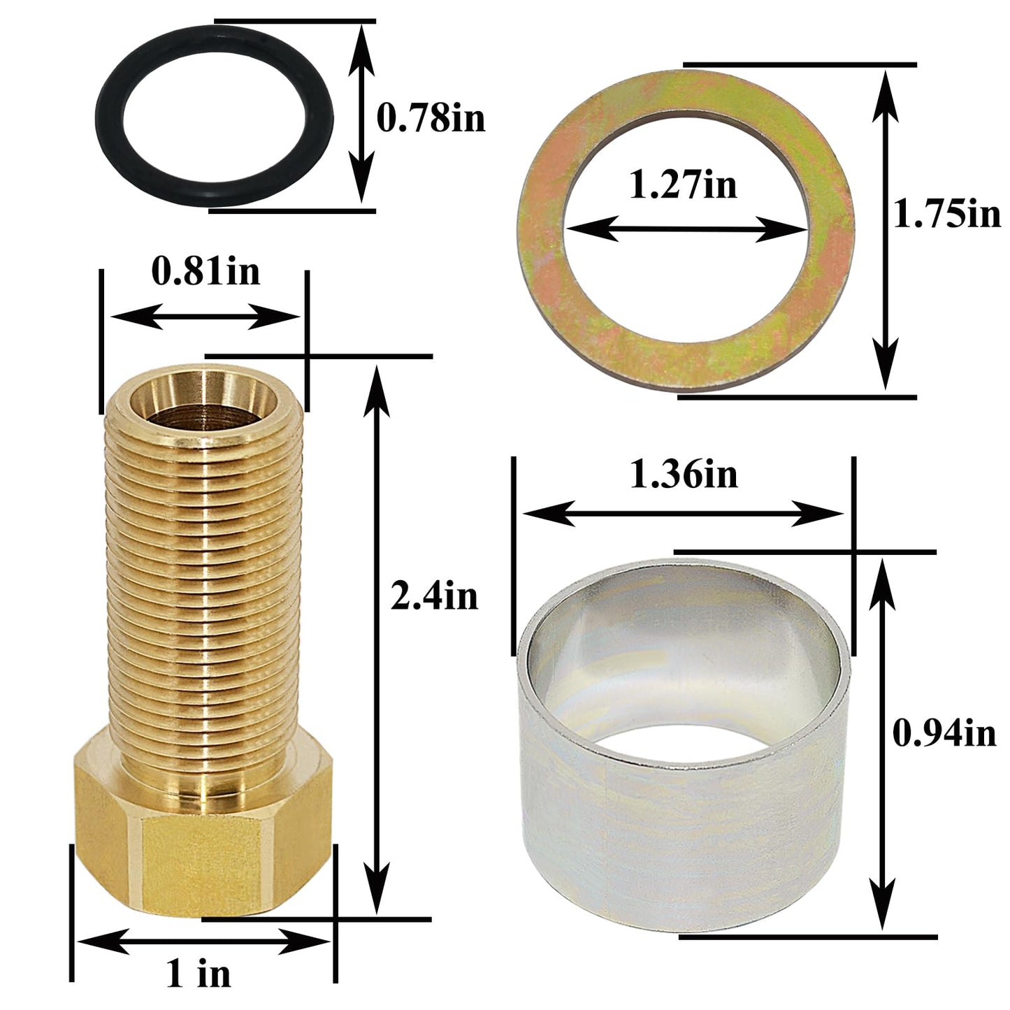 1 Set 100818 Thick Countertop Extension Set for Faucet Valves, Faucet Shank Extension