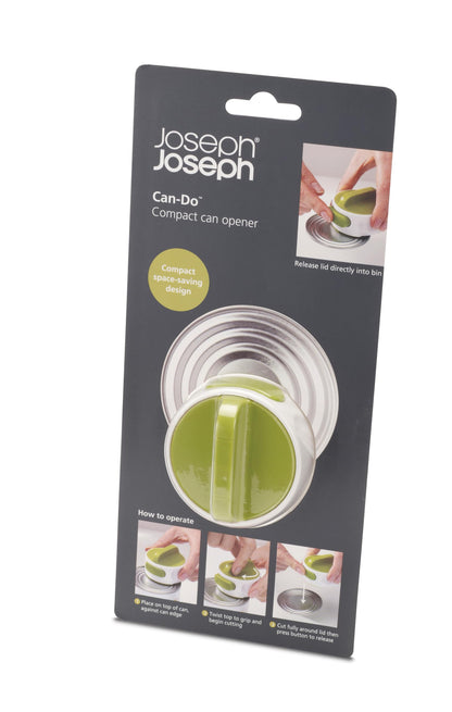 Joseph Joseph Can-Do Compact Can Opener Easy Twist Release Portable Space-Saving Manual Stainless Steel, Green