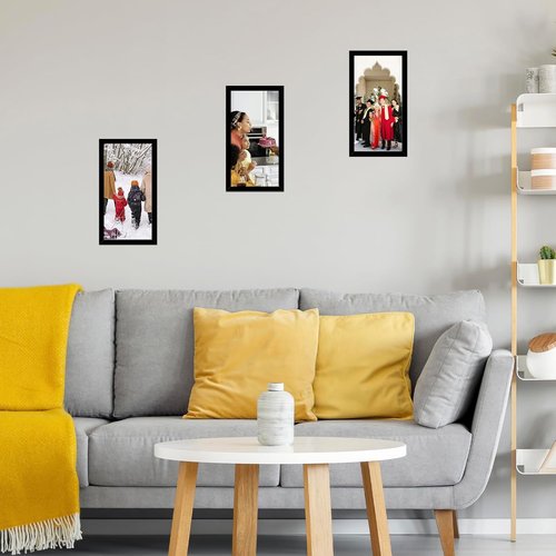 JCJMY 6x12 Picture Frame - Black Wall Mount for Horizontal or Vertical Display | Shatter-Resistant Plexiglass