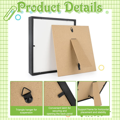 2 Pack 11 x 14in Shadow Box Frame Shadow Boxes Display Cases 3D Picture Frame Shadow Boxes Display Cases with Adhesive Tape for Baby Items Wedding Memories Awards Medals Tickets and Photos(Black)