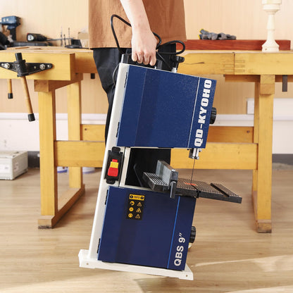 QD-KYOHO Band Saw, Portable 9-Inch Bandsaw for Woodworking, 2526 FPM Benchtop, 1/3 HP(output), 120 V 2.5-Amp Motor, Band Saws with Cast-Aluminum Worktable with Scale, Steel Bandsaws with Miter Gaug