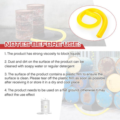 Pushglossy 2 Pcs Spill Barrier Dike 5'L x 2.6"W x 1.5"H Water Dam Barrier Liquid Blocker for Garage Home Floor Flooding Solutions(Yellow)