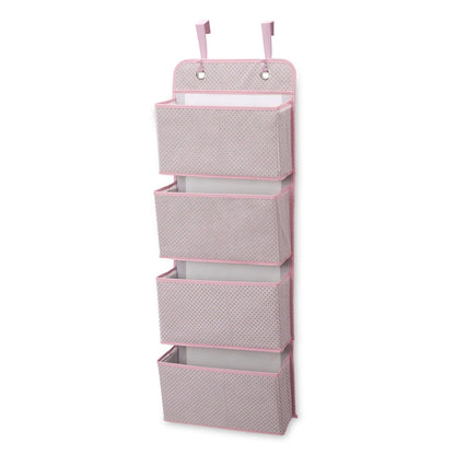 Delta Children 4 Pocket Over The Door Hanging Organizer, 2 Pack, Easy Storage Solution, Pink