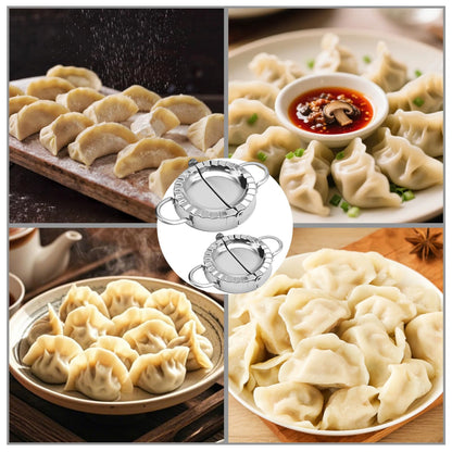 Newnessai Stainless Steel Dumpling Maker Kit With Stuffing Spoon, Includes 2Pcs Small Dumpling Molds and 2 Large Ravioli Maker Press, Easy-tool for Dumpling Pastry Pie Making