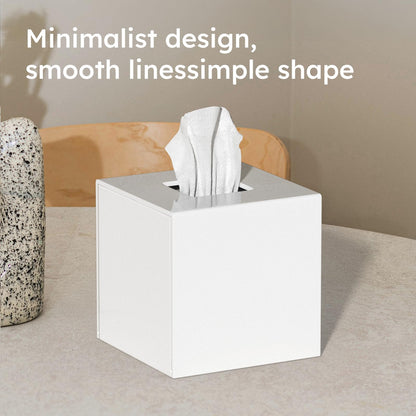 FEMELI Tissue Box Cover,Square Acrylic Tissues Paper Holder for Bathroom Bedroom Office,White