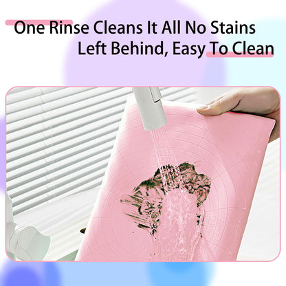 Silicone Baking Mat 32" x 24", Extra Thick Non-stick Pastry Mat with Measurements and Edge Heightening, Food Grade Silicone for Countertop Dough Rolling(With Dough Scraper/Pastry Brush/Cable Tie)