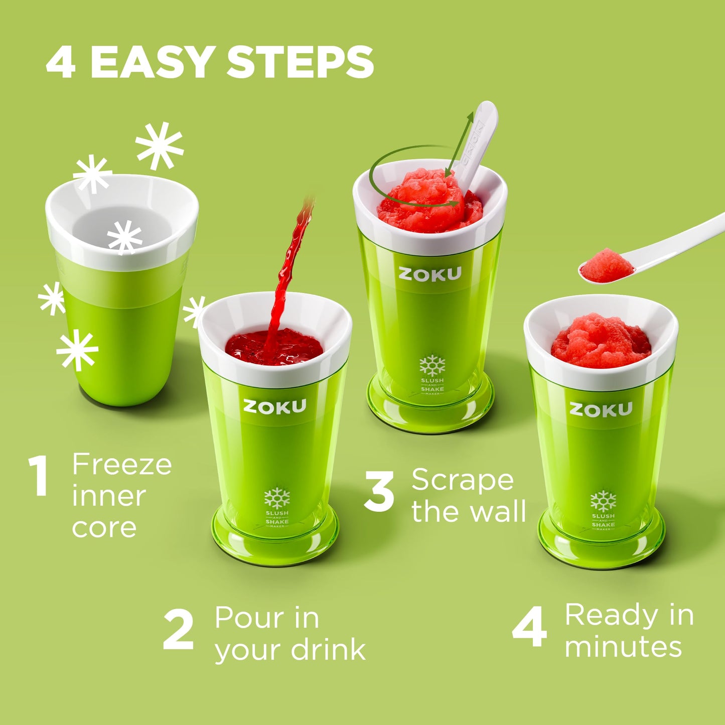 ZOKU Original Slush and Shake Maker, Compact Make and Serve Cup with Freezer Core Creates Single-Serving Smoothies, Slushies and Milkshakes in Minutes, BPA-free, Blue