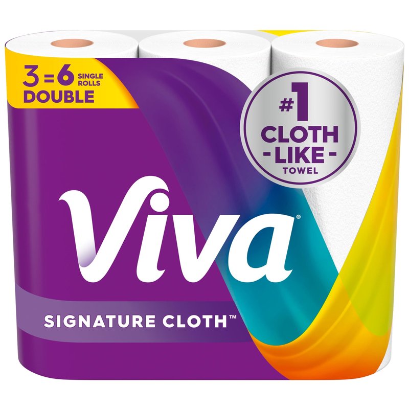 Viva Signature Cloth Paper Towels, Choose-A-Sheet Size, 3 Double Rolls, 86 Sheets per Roll (Packaging May Vary)