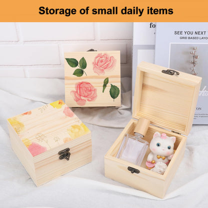GNIEMCKIN 10 Pack Wooden Box, Unfinished Unpainted Wood Boxes for Crafts, DIY Projects, and Jewelry Storage (4.7x4.7x3.15 inch)