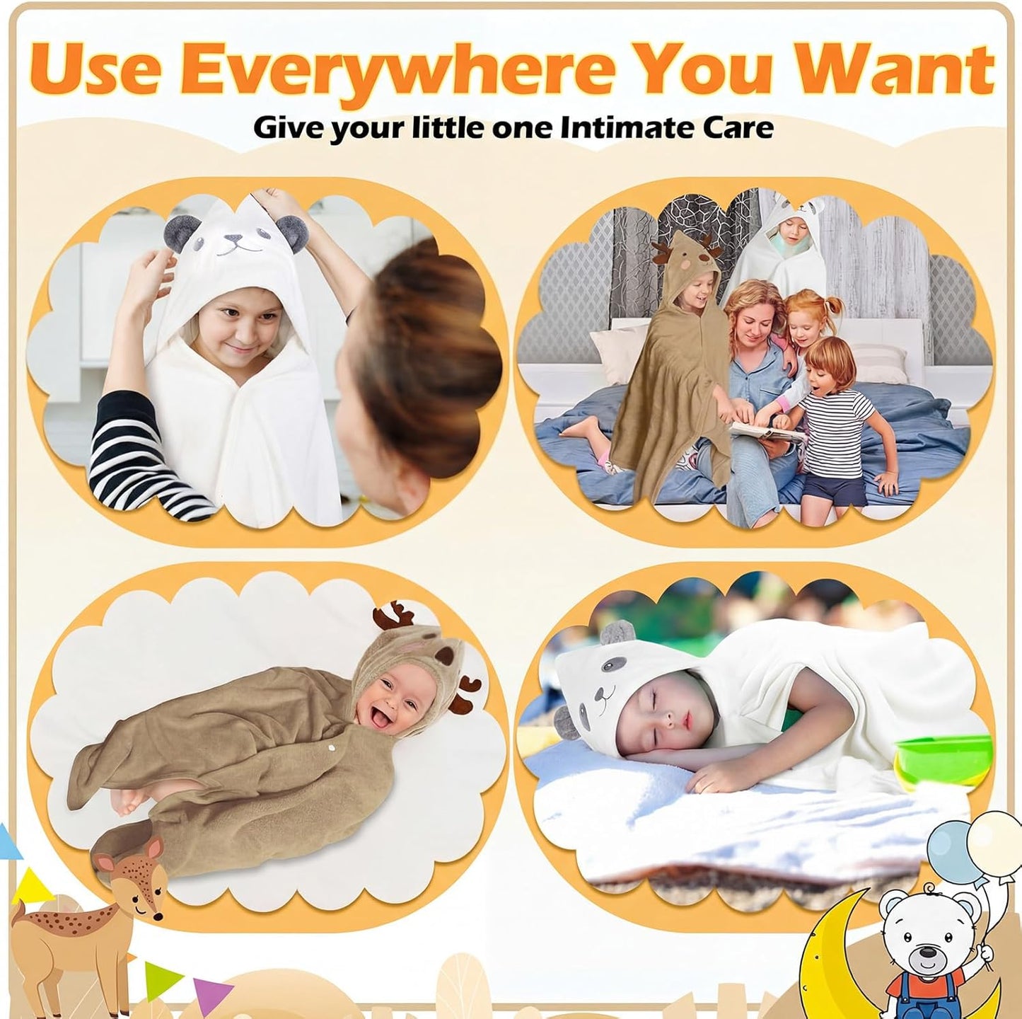 2 27.5 55'' 3-10 Preboun Pcs Kid Toddler Hooded Bath Towel x Winter Large Hooded Towel for Kids Yrs Wrap Bathrobe Boy