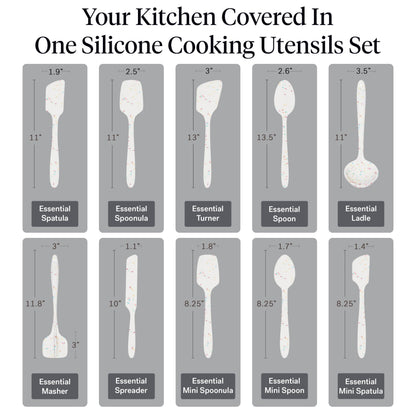 GIR: Get It Right 10-Piece Silicone Ultimate Kitchen Utensil Set – Spatulas, Ladle, Flip, Spoons, Whisk, Peeler & Spoonula – Nonstick, Non-Toxic, Heat-Resistant – Sprinkles