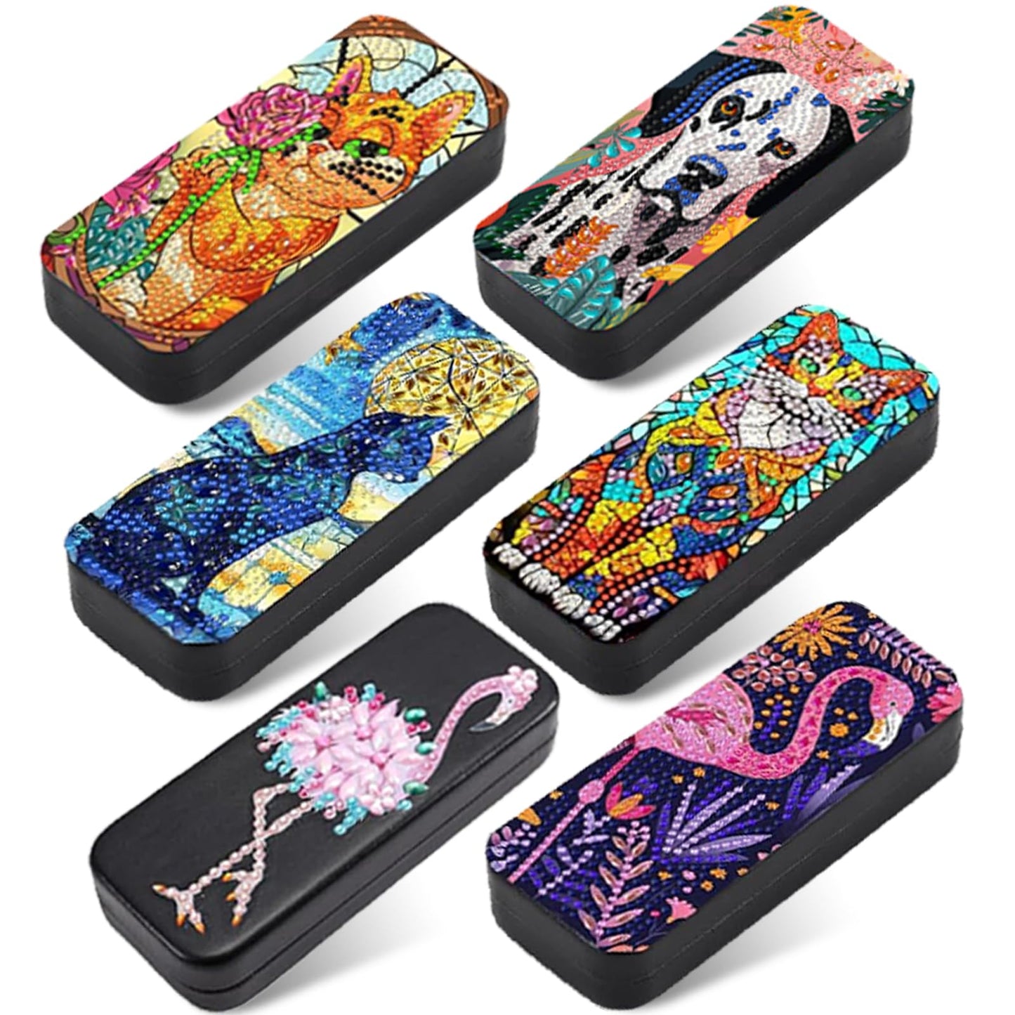 Leatrice 6pcs 5d Diamond Art Kits for Adults Small Diamond Painting Kit Gem Art Paint by Diamonds Dots Eyeglasses Case DIY for Beginner Women