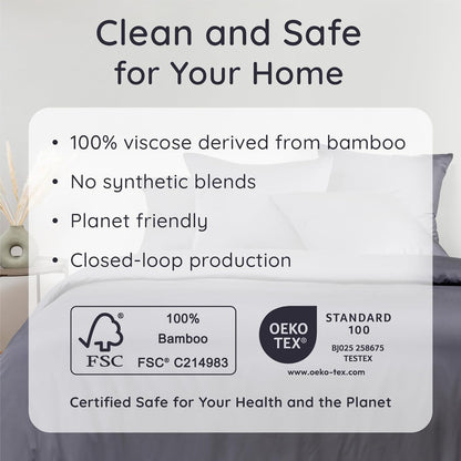 Bambaw Bamboo Sheets Queen Size Set - 4-Piece Cooling Luxury Bed Sheets, Super Soft & Deep Pocket (Charcoal)