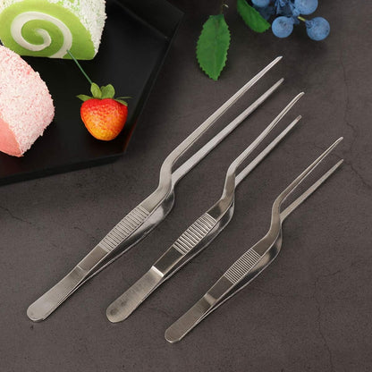 Multifunctional Stainless Steel Food Tweezer, Chef Kitchen Tool, BBQ Clip Pliers (14cm)