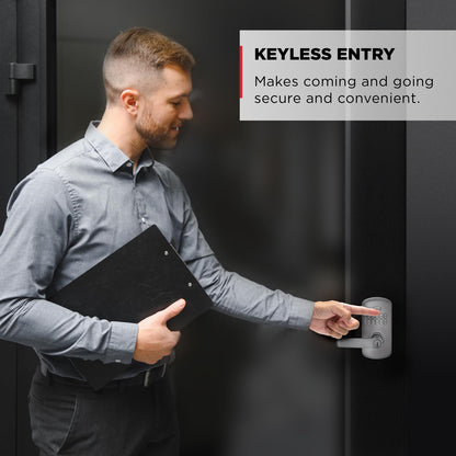 Kwikset SmartCode 955 Light Commercial 10-Button Keypad Satin Chrome Electronic Kingston Lever, Featuring Convenient Keyless Entry, 3-Year Battery Life and High Traffic Durability