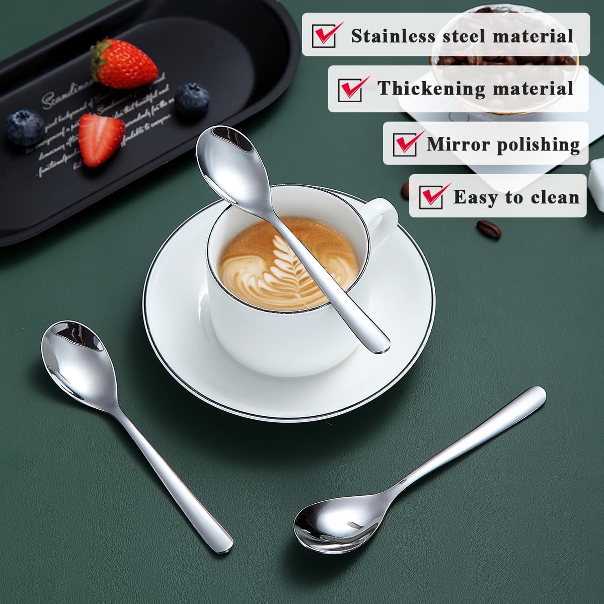 Kyraton Teaspoons Set of 24, Stainless Steel Coffee Spoons for Home, Restaurant, Hotel, Parties, Dishwasher Safe