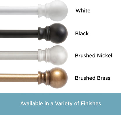 Kenney KN55971 Davenport Ball End Petite Café Curtain Rod, 48-86" Adjustable, Brushed Nickel Finish