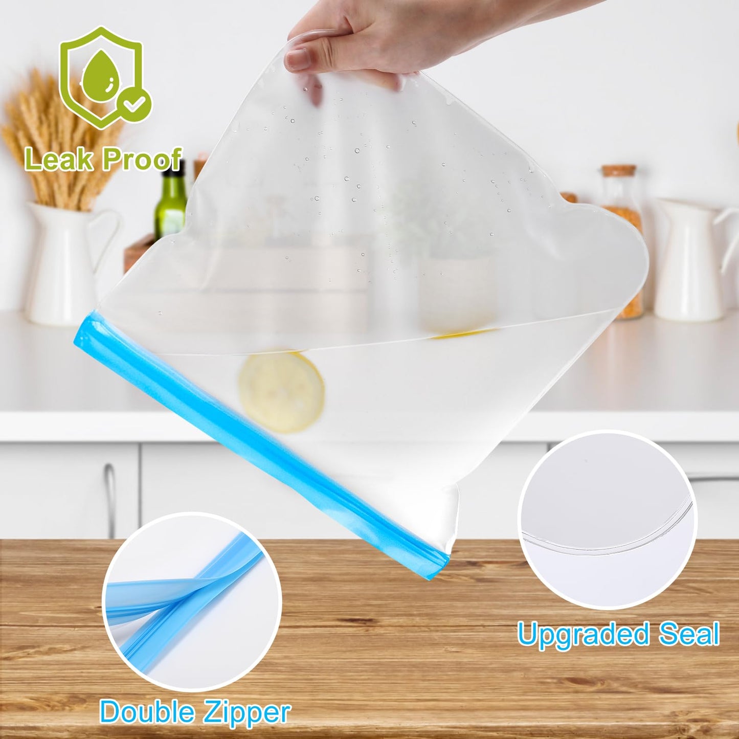 Lerine 10 Pack Stand-Up Reusable Freezer Bags, Leakproof Dishwasher Safe Food Storage Bags, BPA Free Reusable Gallon Bags for Marinating, Meal Prep (Multicolor, 3 Gallon 4 Sandwich 3 Snack)