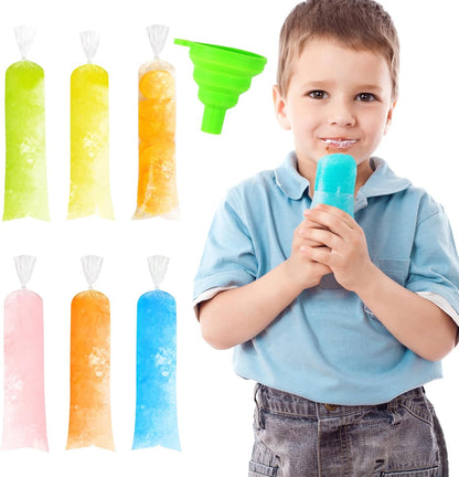 200pcs Yogurt(1.97 11.8 LOMIMOS Ice Pop Bags, Plastic Disposable Popsicle Ice Lolly Candy Mold Bags with Funnel