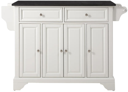 Crosley Furniture LaFayette Granite Top Rolling Kitchen Island Storage Cart, Microwave Stand, Spice Rack, White
