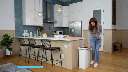 SIMPLI-MAGIC 79502 13 Gallon Touchless Sensor Trash Can, Rectangle Garbage Bin, Perfect for Home, Kitchen, Office, White