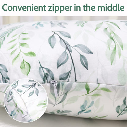 Nursing Pillow Cover Stretchy Removable Cover for Breastfeeding Pillows, Ultra Soft Comfortable Slipcover for Baby Girl and Boy, Green Leaf