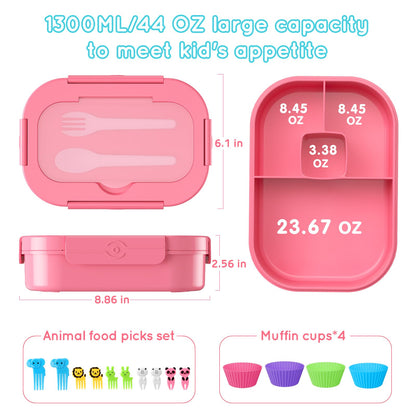 TIME4DEALS Bento Box Kid Adult Lunch Box 2 Pack, Leakproof Bento Lunch Container 4 Compartment Bento-Style Lunchbox with Utensil Set, On-the-Go Meal and Snack Packing for School, Work, Picnic