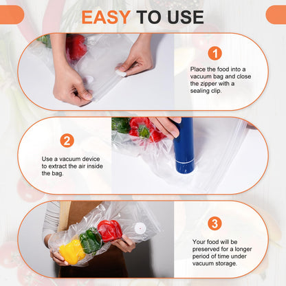 60PCS Vacuum Sealing Bags, Reusable Vacuum Sealer Bags for Food, BPA-Free Vacuum Zipper Bags, Sous Vide Bags for Food Storage (S, M, L, XL)