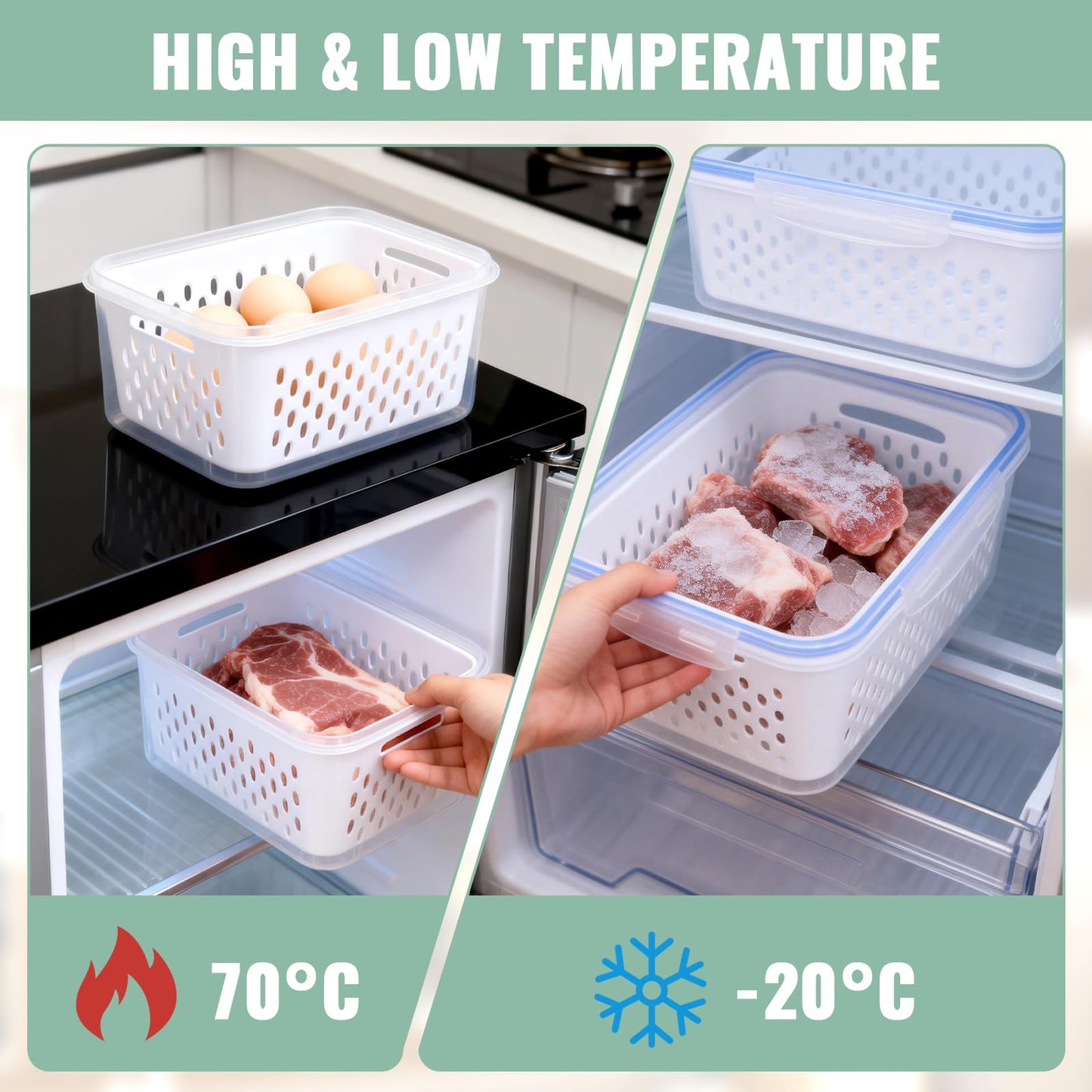 Zmxiabo 3 PCS Fruit Storage Containers for Fridge Food Berry Storage Container Set with Removable Strainer Lid Berries Container for Fridge BPA-Free Plastic Crisper for Long-Term Freshness