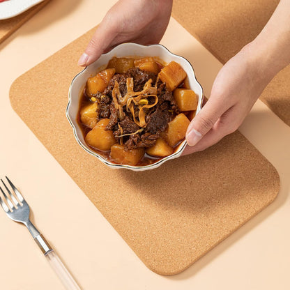 Rectangle Cork Trivets Set - 4 Pack, 12" x 7" x 0.4" Thick, Heat-Resistant Hot Pads for Kitchen