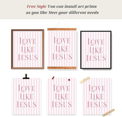 LARTSFRO Coquette Pink Bow Wall Art - Inspirational Christian Decor for Bedroom & Dorm | Set of 4 Unframed 10x8 Inch Prints