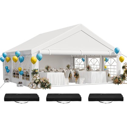 YITAHOME 20x20 ft Party Tent Heavy Duty Wedding Event Shelters Outdoor Upgraded Galvanized Canopy with Large White Roof, Removable PVC Sidewalls & 2 Storage Bags