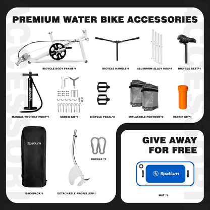 Spatium Fishing Water Bikes 2.0,Pedal Drive Water Bike Inflatable Float Adults & Youth Fishing/Cruise on Water More Stable+Mat Dark Blue Water Bikes for Lake